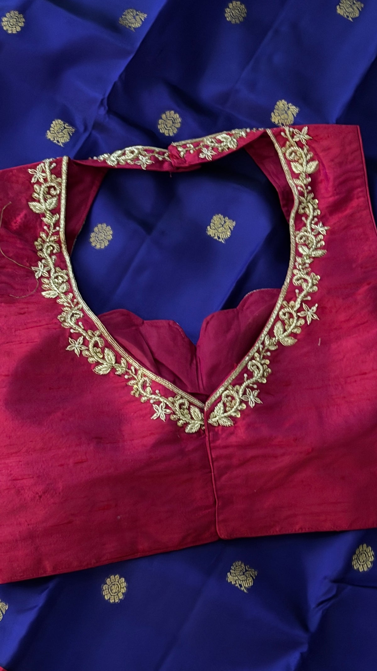 Magenta-Pink Raw Silk Blouse