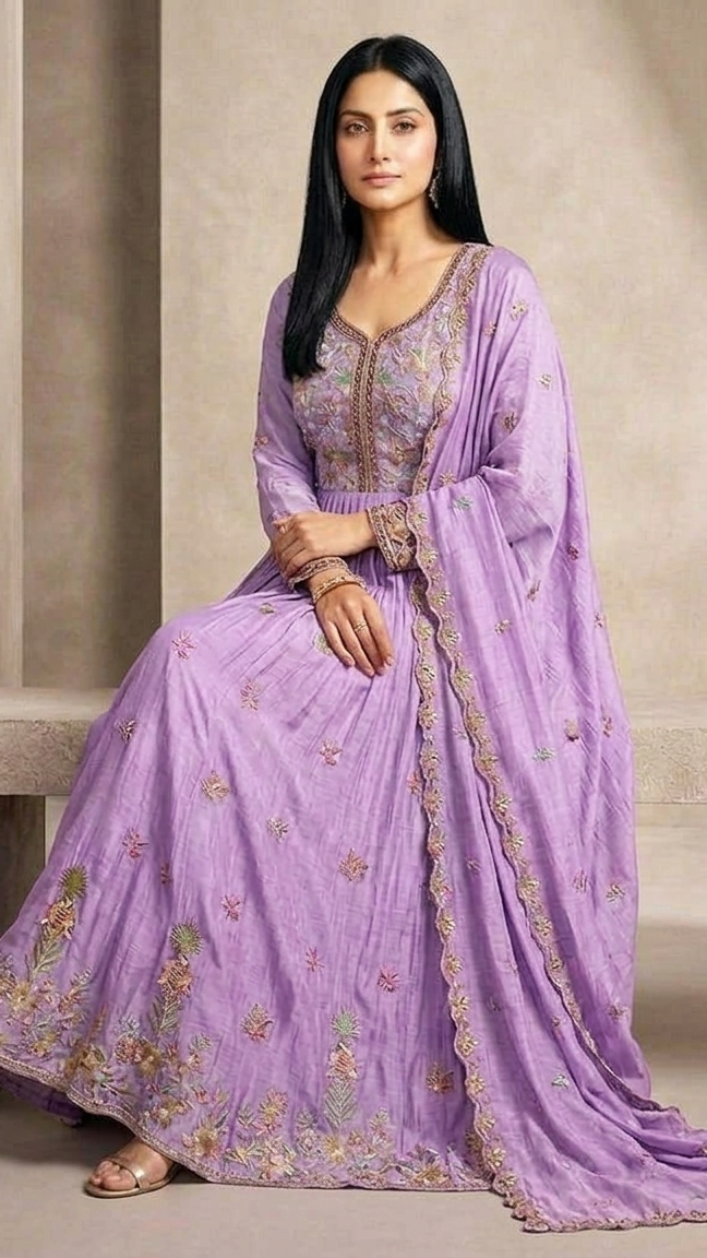 Lavender Muslin Silk Salwar Suit