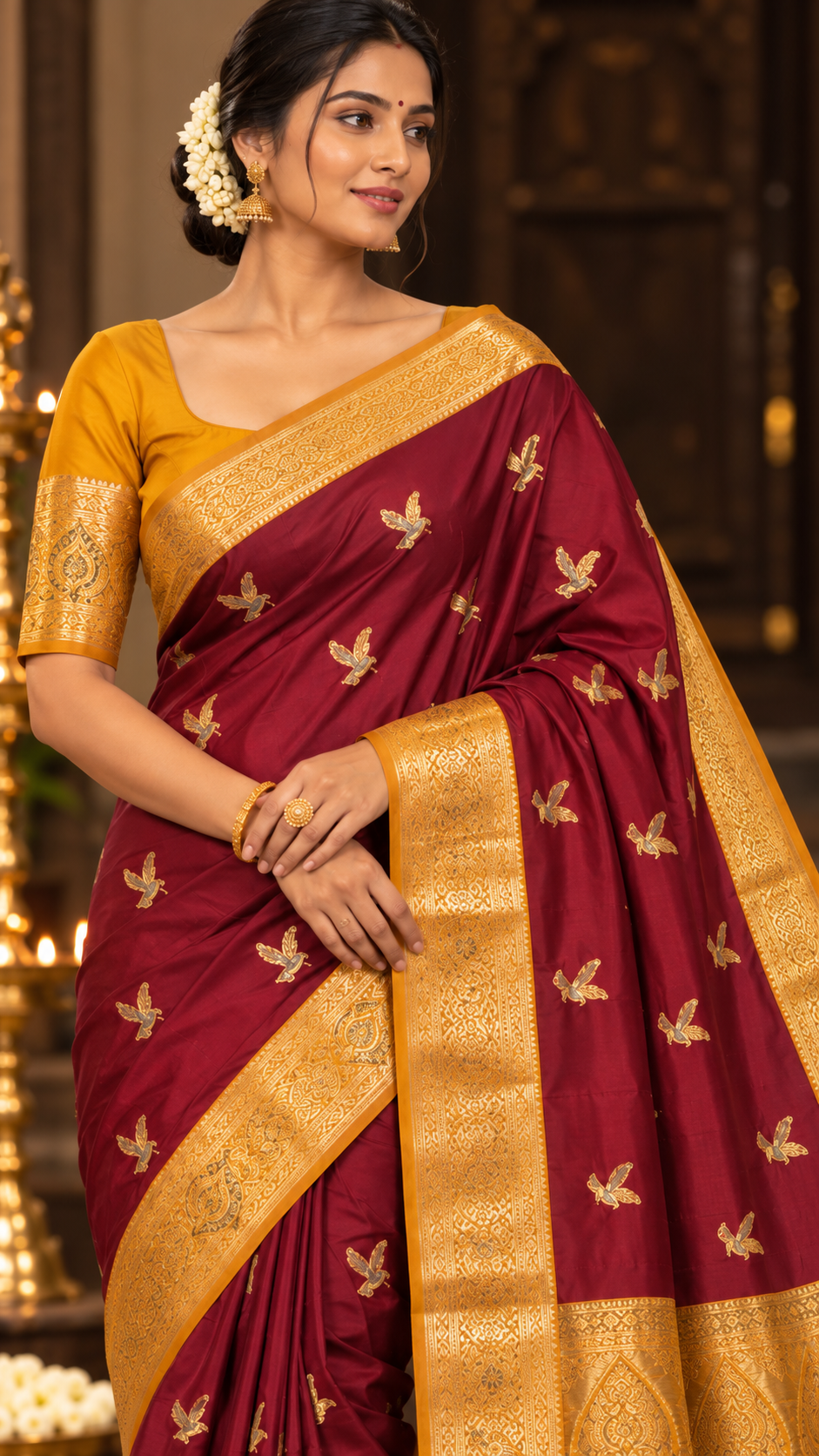 Maroon Kanchi Silk Saree