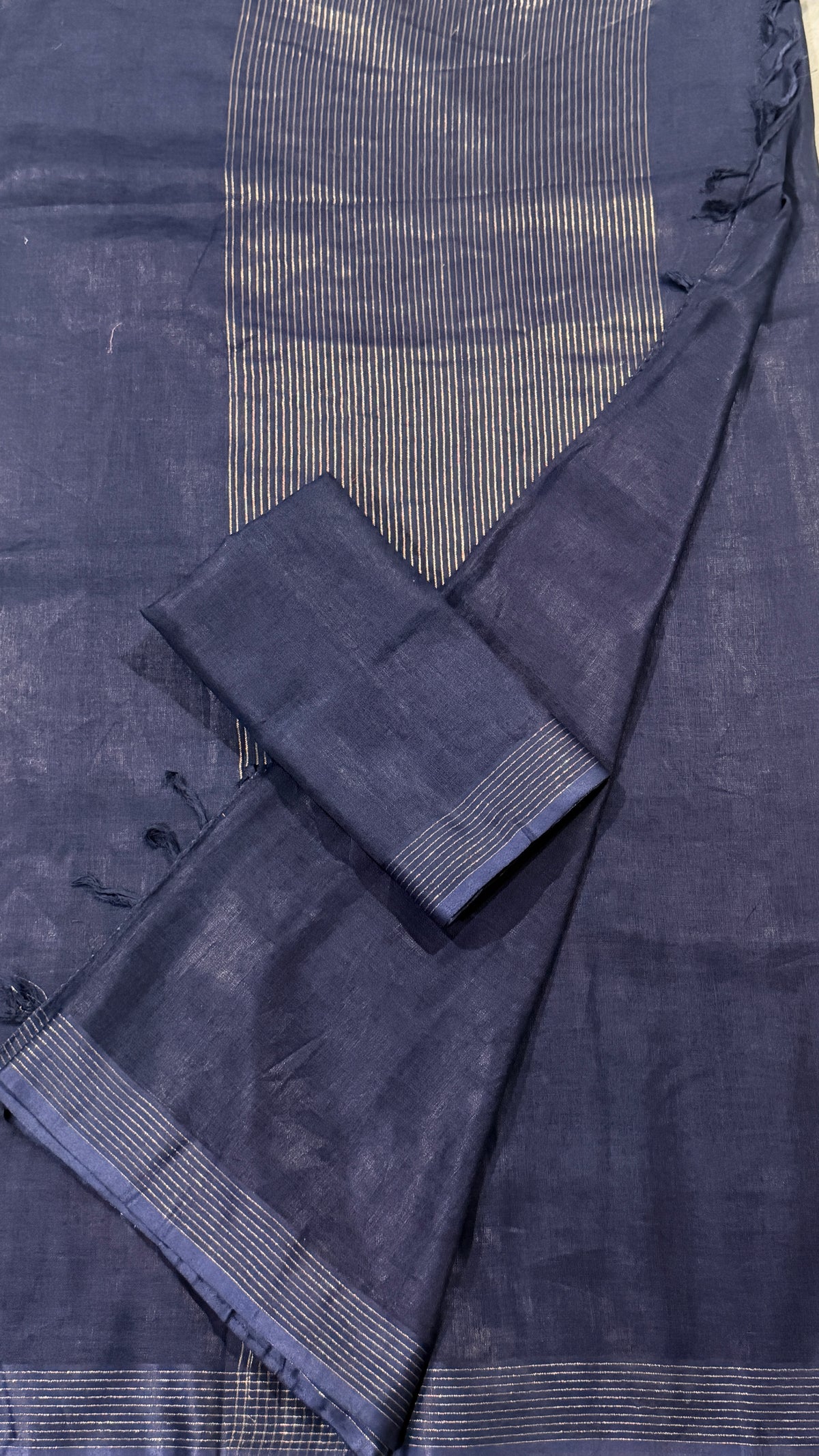 Blue Linen Saree