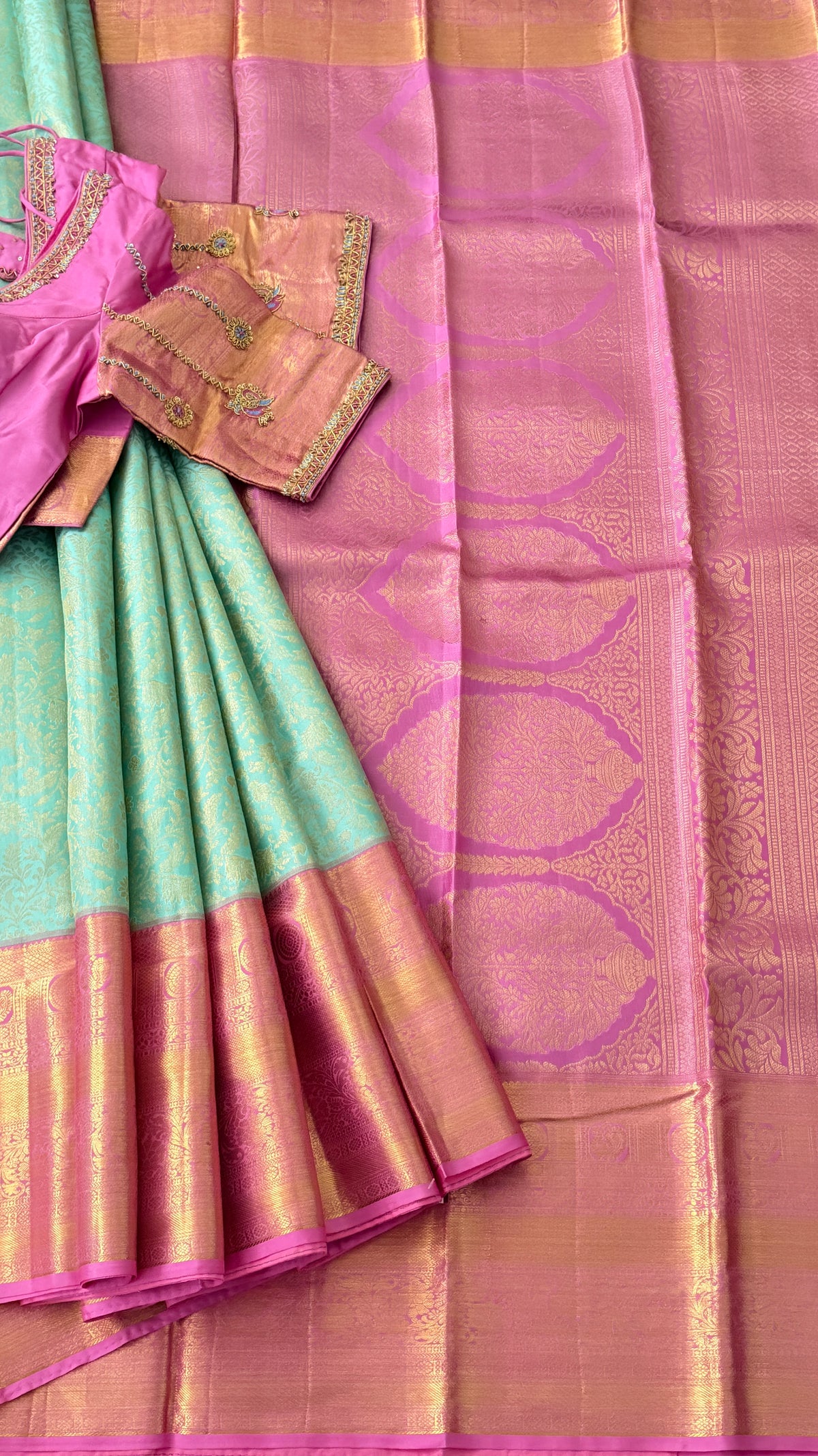 Mint Green Kanchi Silk Saree
