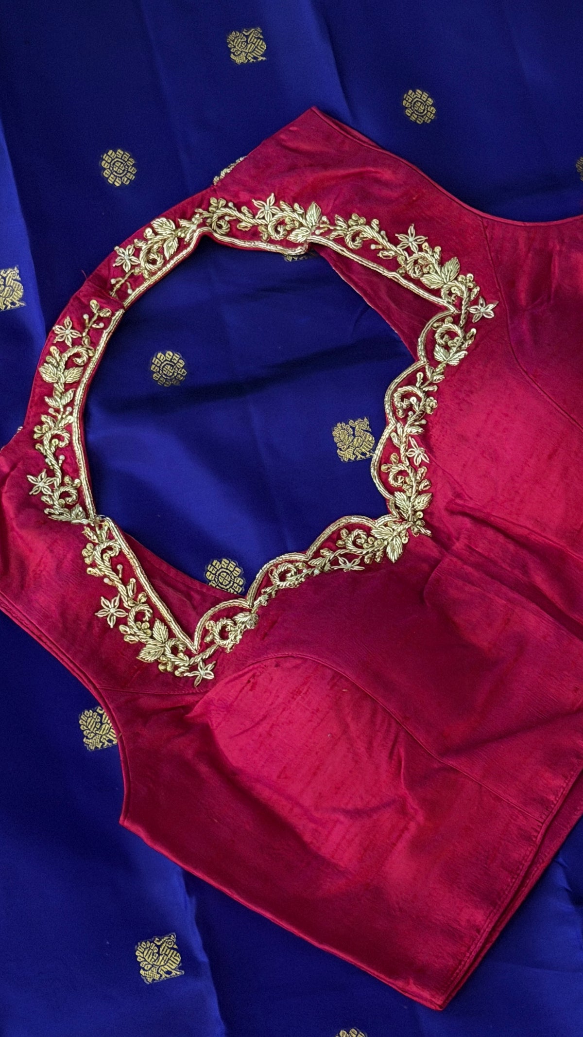 Magenta-Pink Raw Silk Blouse