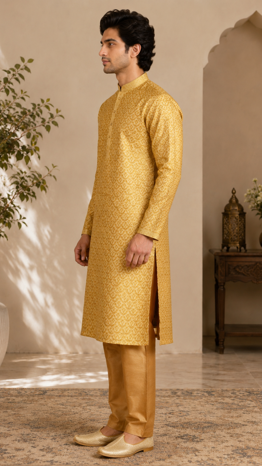 Gold Silk Kurta Set