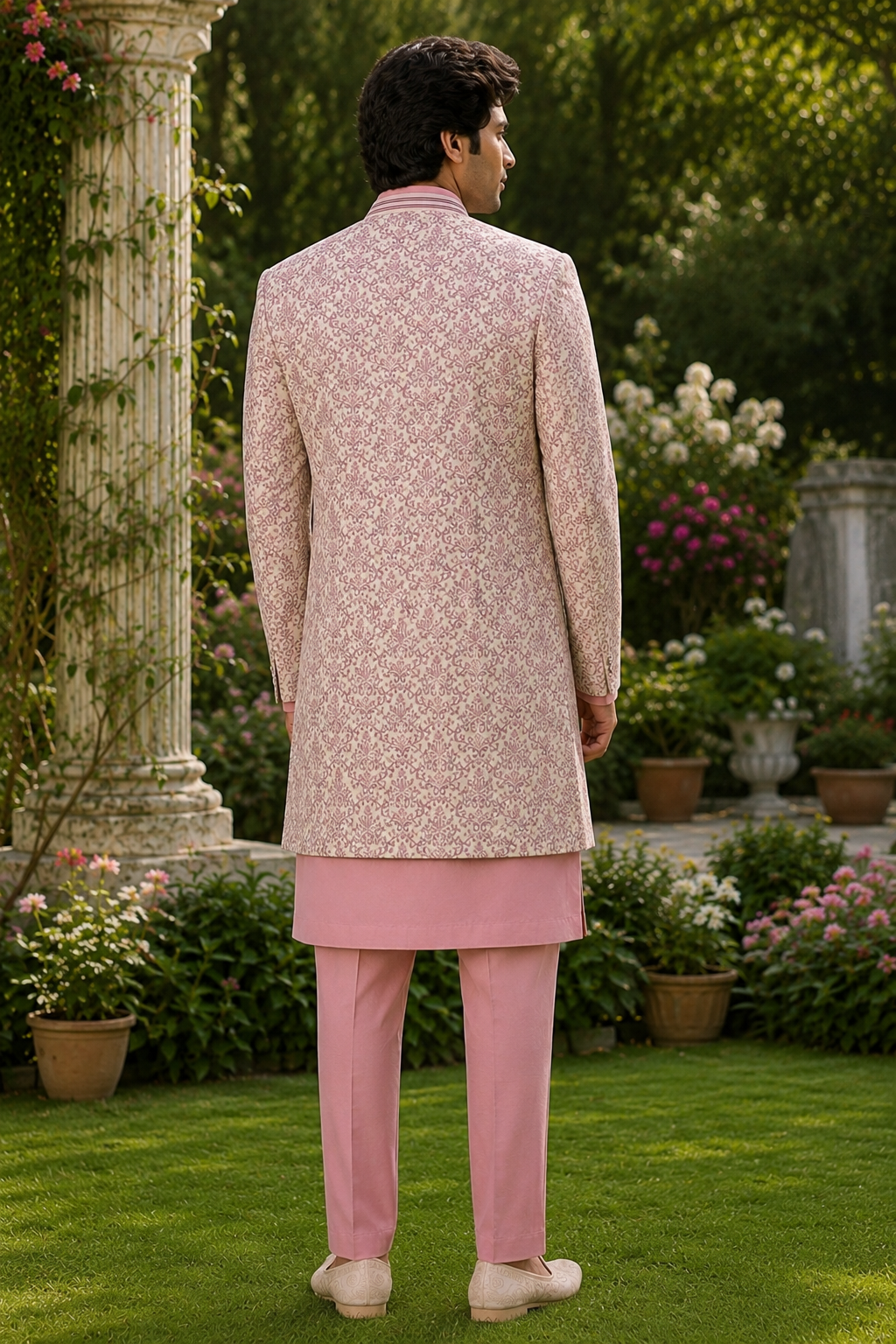 Pink Silk Indo Western Suit