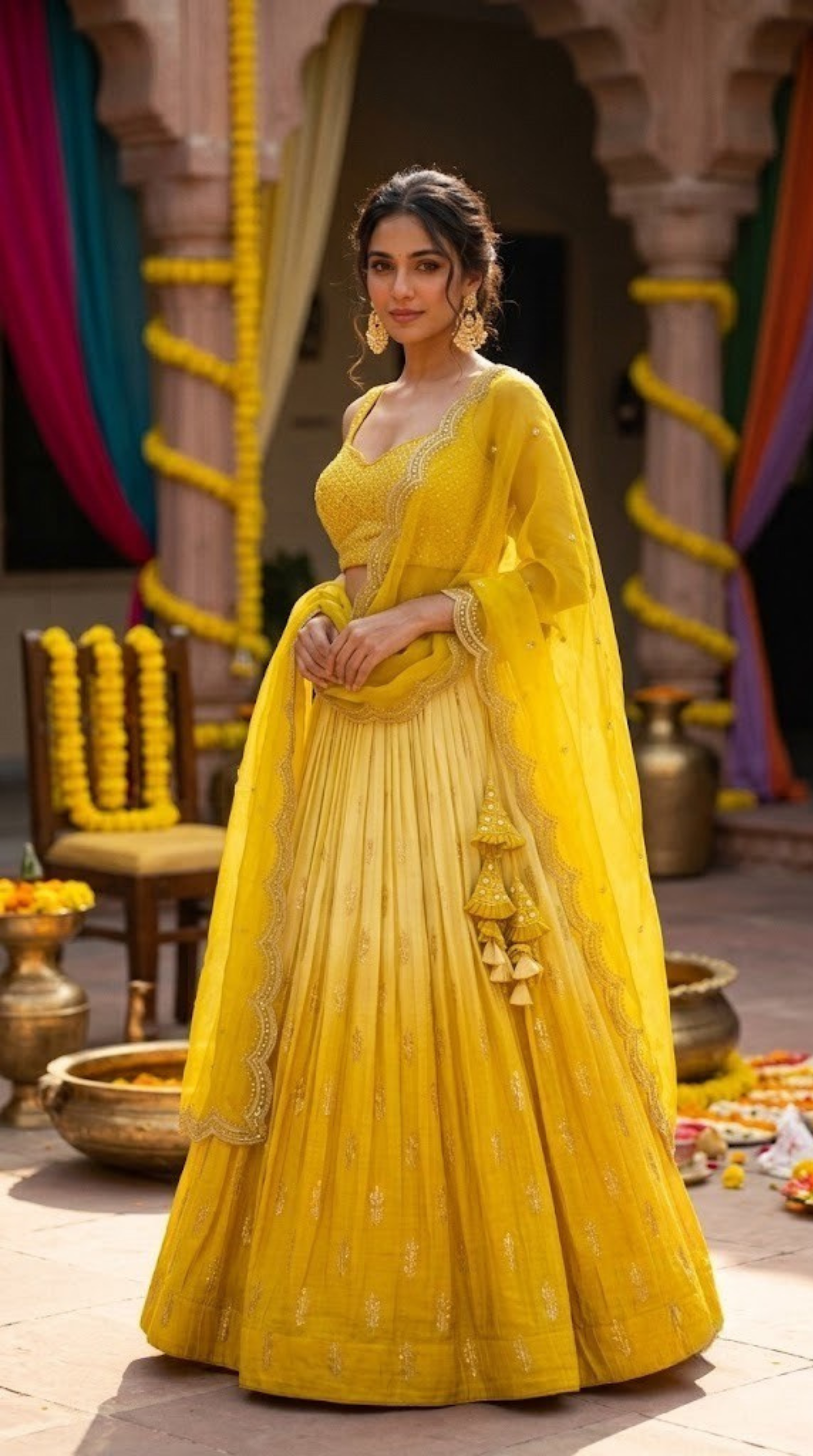 Sunshine Yellow Silk Lehenga