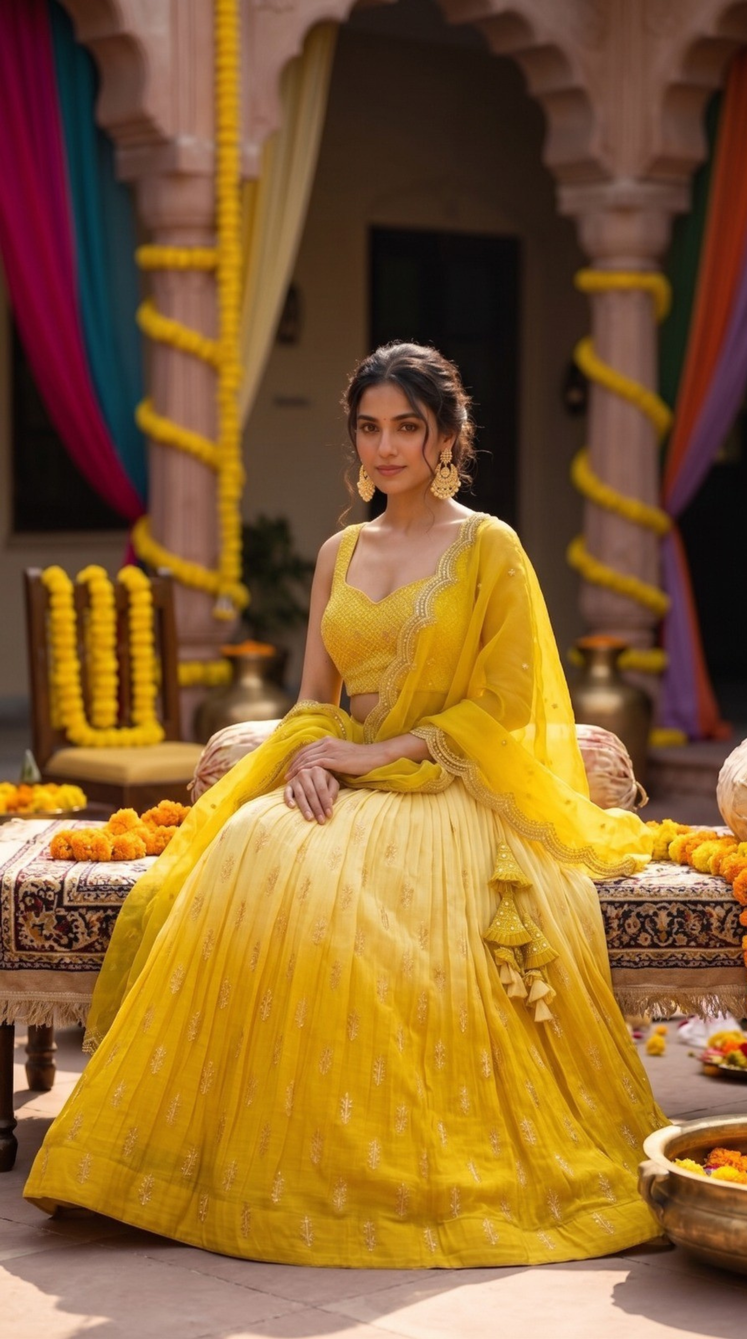 Sunshine Yellow Silk Lehenga