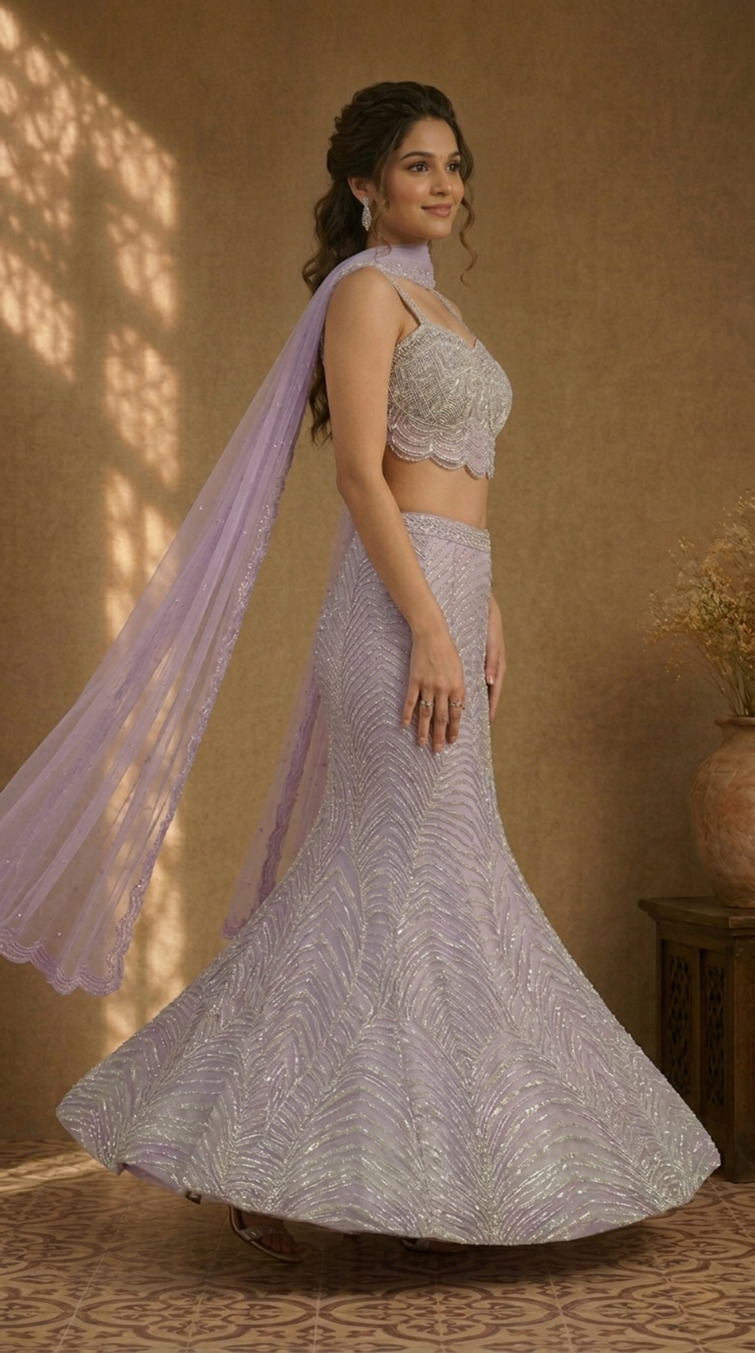 Lavender Mermaid Beaded Lehenga