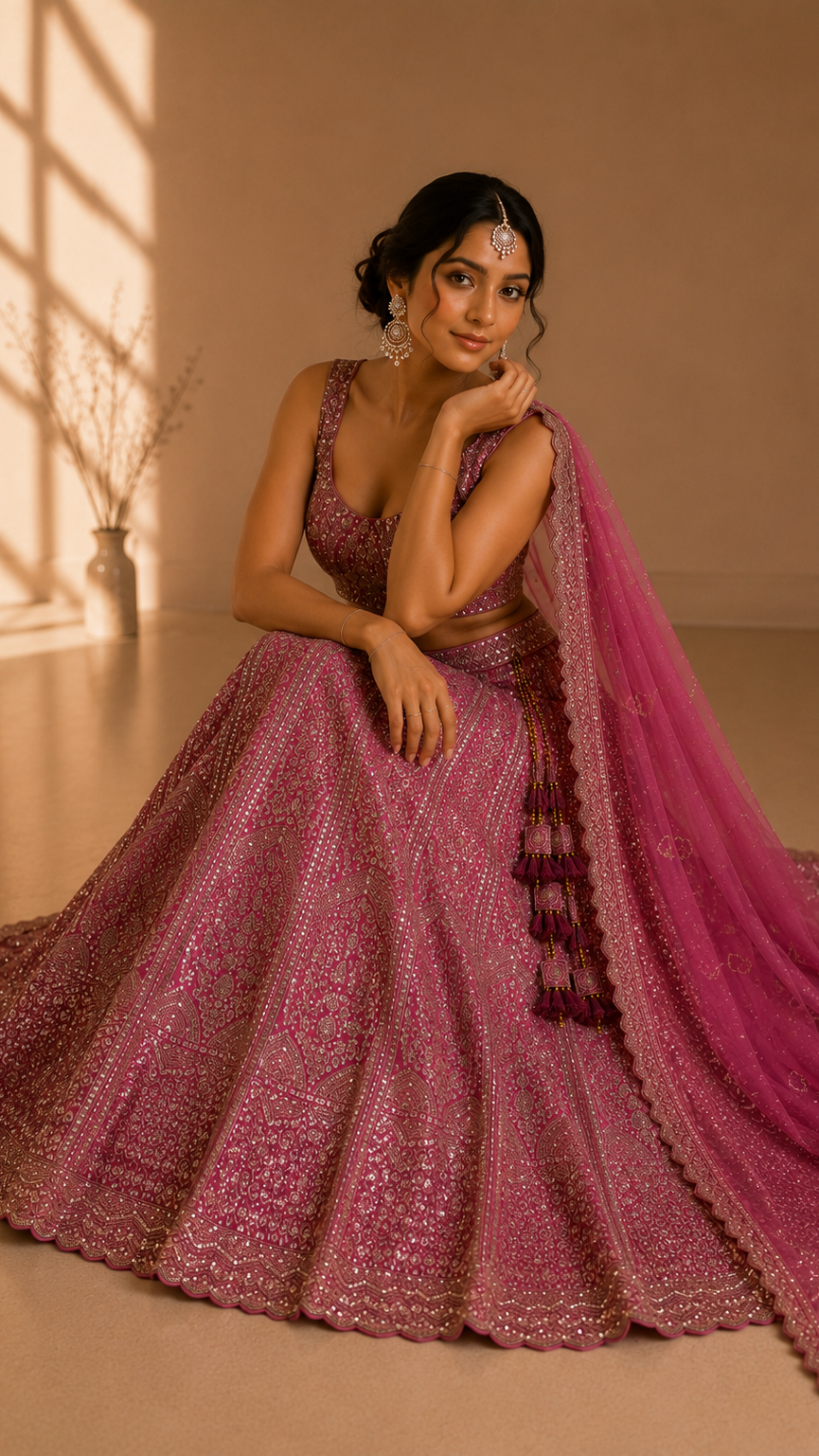 Mauve Embroidered Lehenga