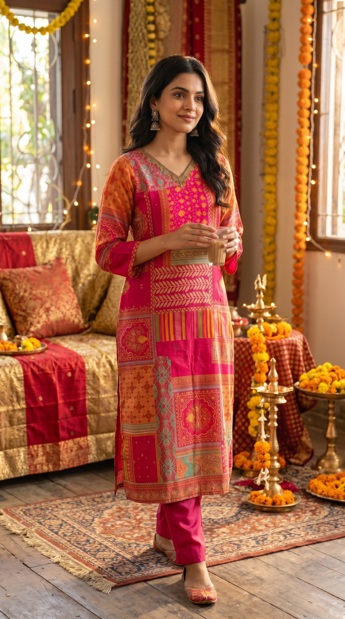 Pink Crepe Silk Salwar Suit