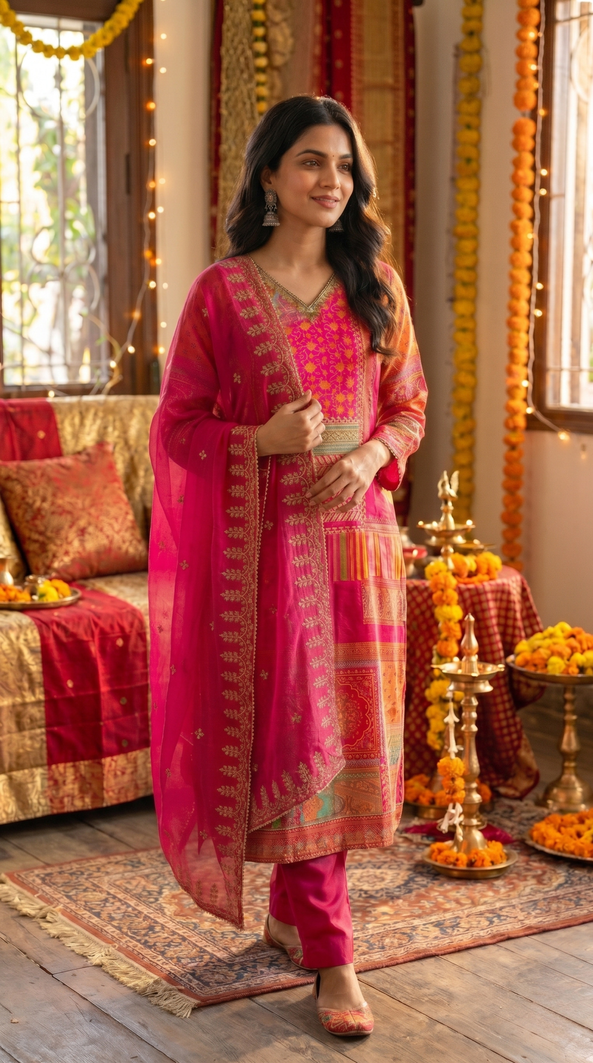 Pink Crepe Silk Salwar Suit