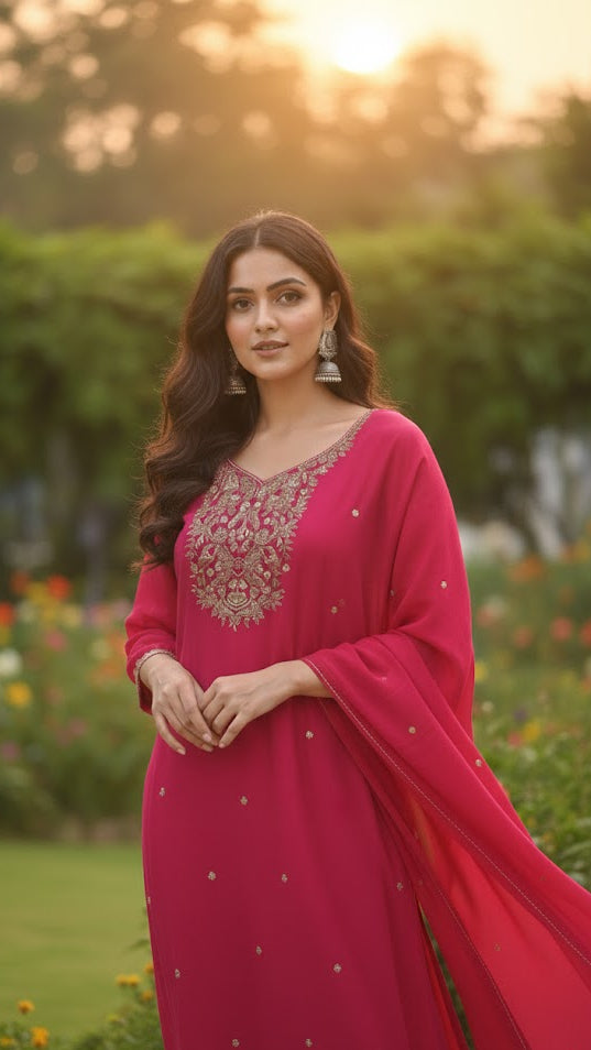Pink Floral Pearl Sharara