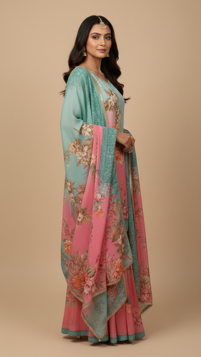 Pastel Bloom Sharara suit