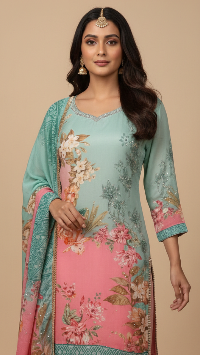 Pastel Bloom Sharara suit