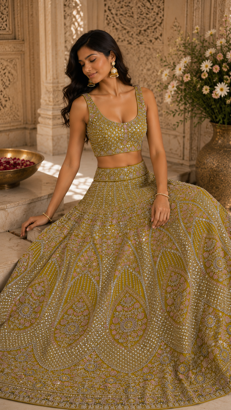 Yellow Embroidered Lehenga