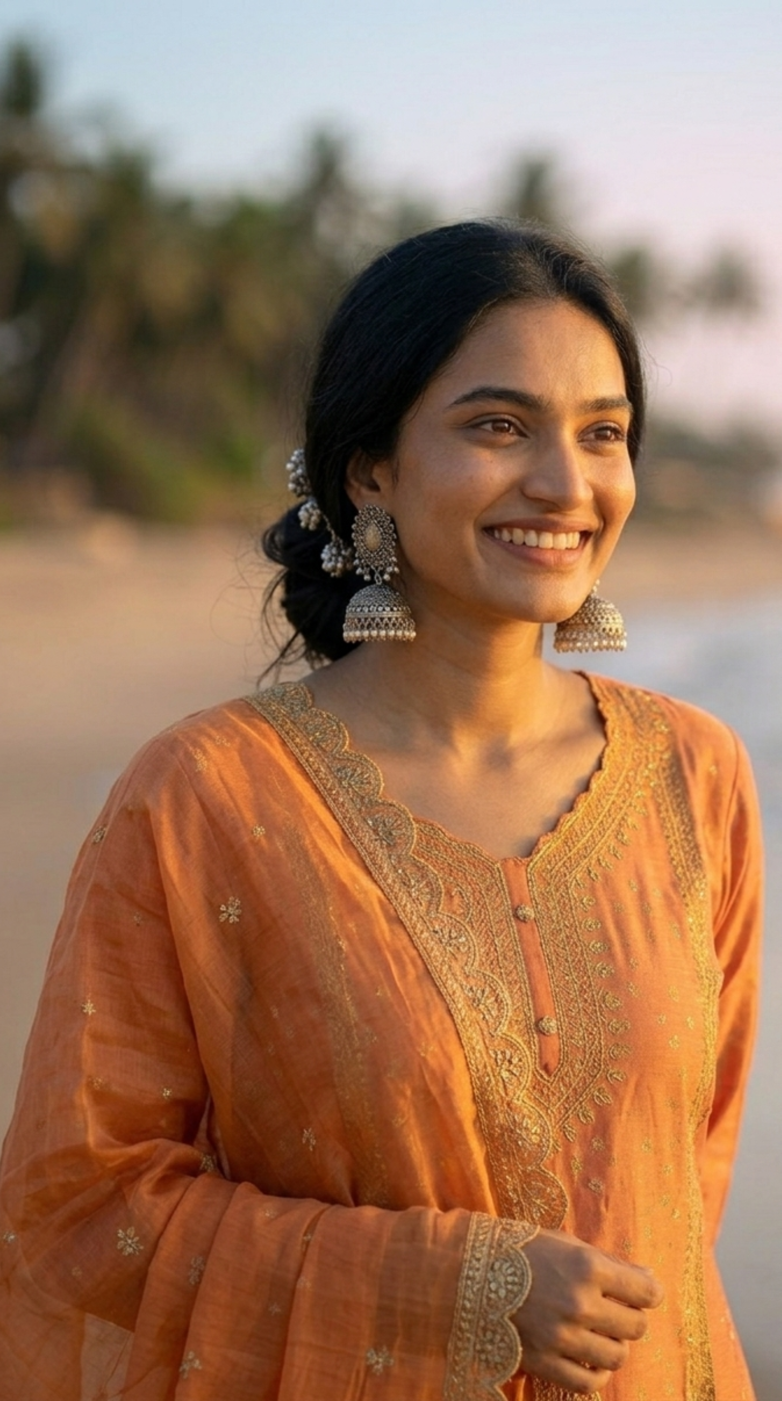Orange Mooga Silk Salwar Suit