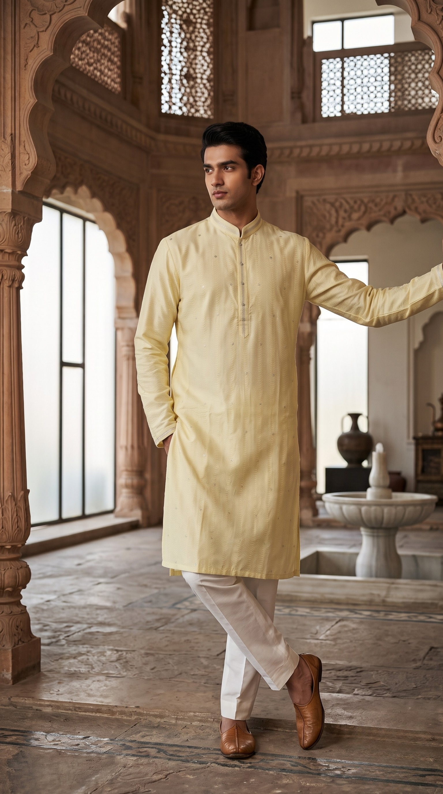 Yellow Silk Kurta Set