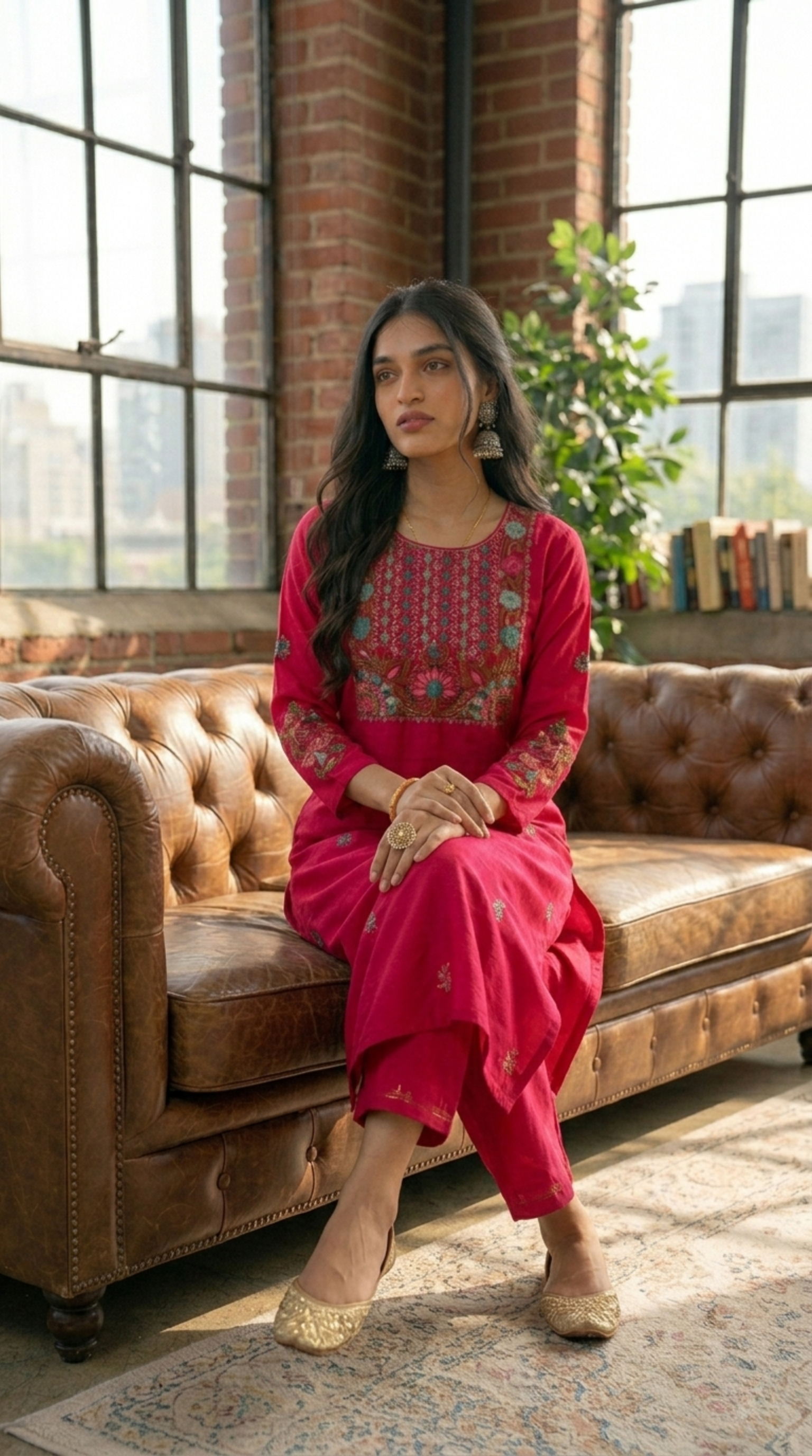 Rani Pink Muslin Silk Salwar Suit