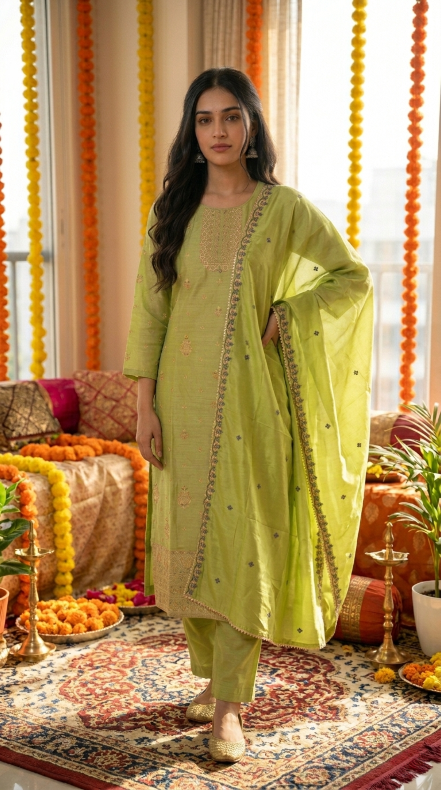 Green Mooga Silk Salwar Suit
