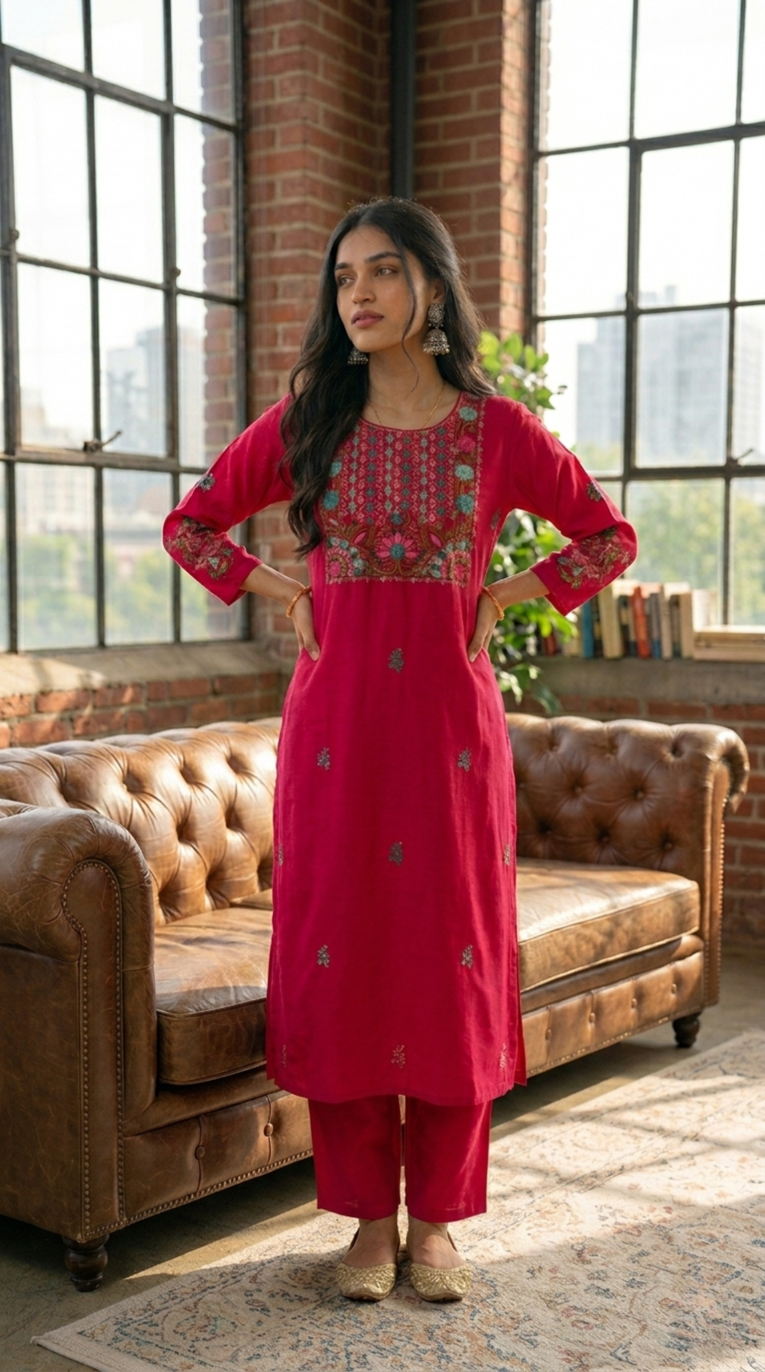 Rani Pink Muslin Silk Salwar Suit