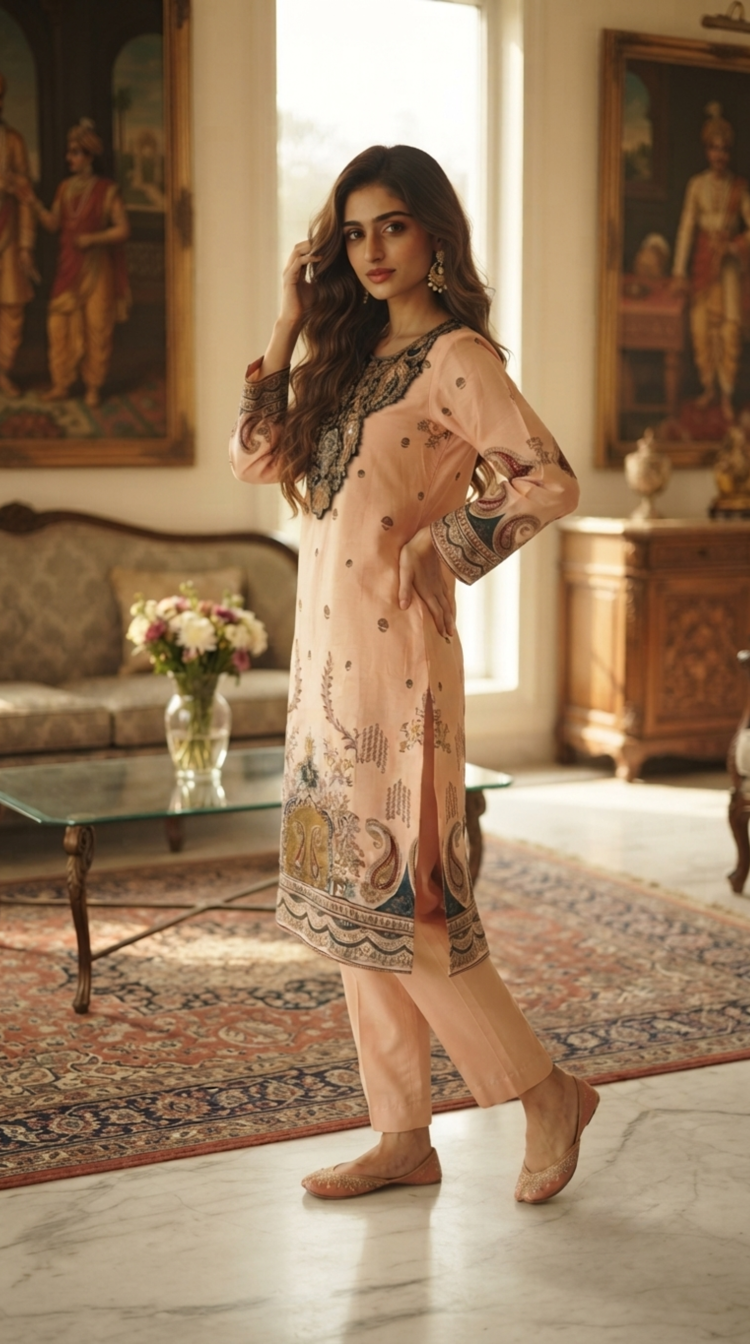 Blush Pink Muslin Silk Straight Cut Suit