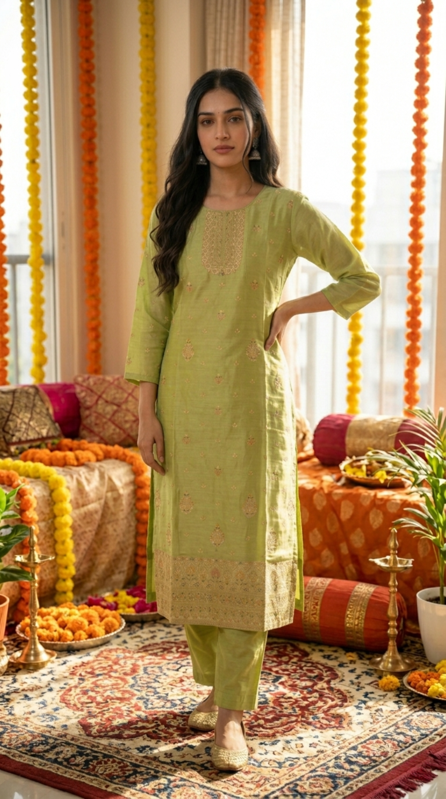 Green Mooga Silk Salwar Suit