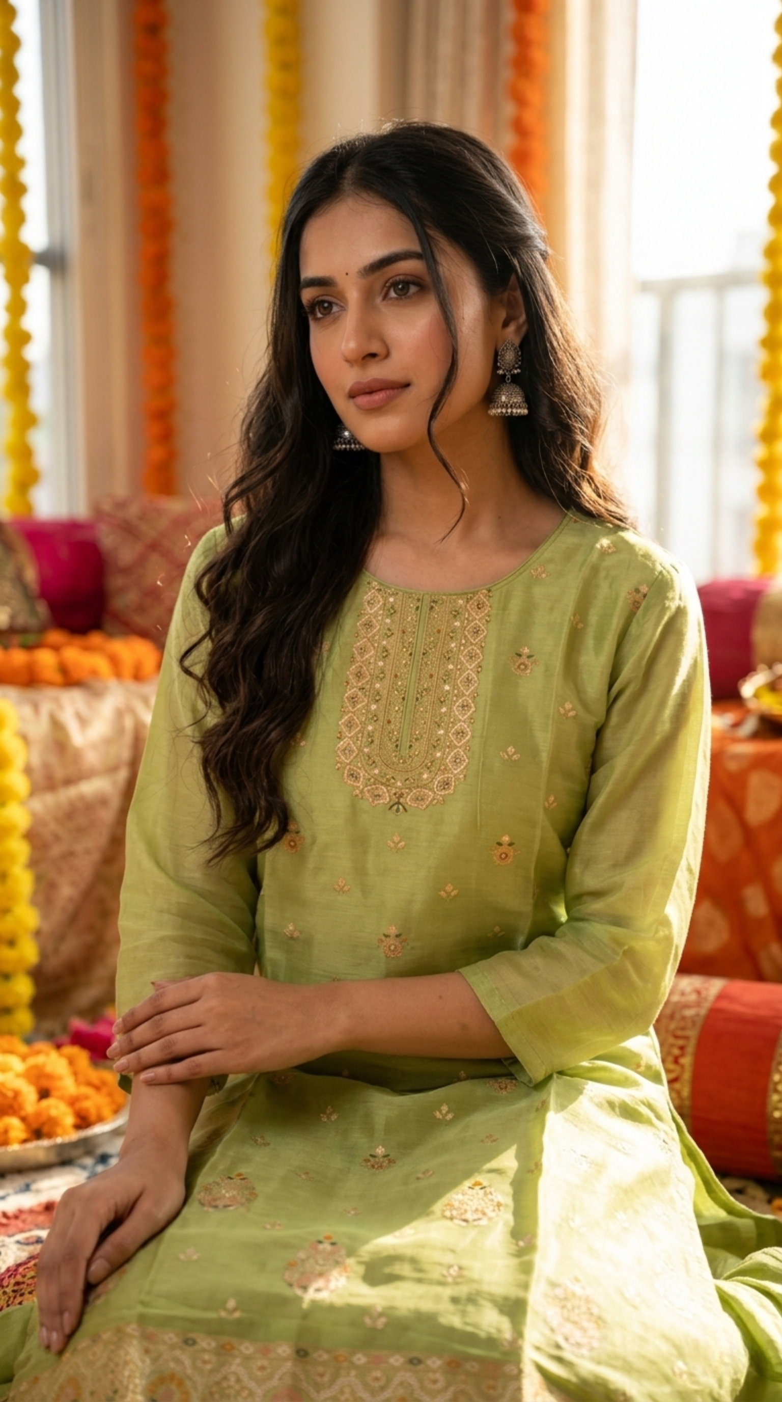 Green Mooga Silk Salwar Suit