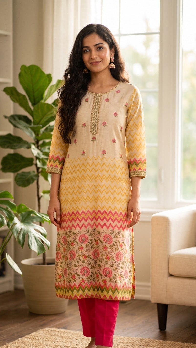 Cream Chevron Elegance Suit
