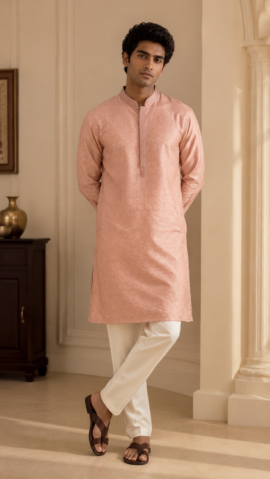 Dusty Pink Cotton Silk Kurta Set