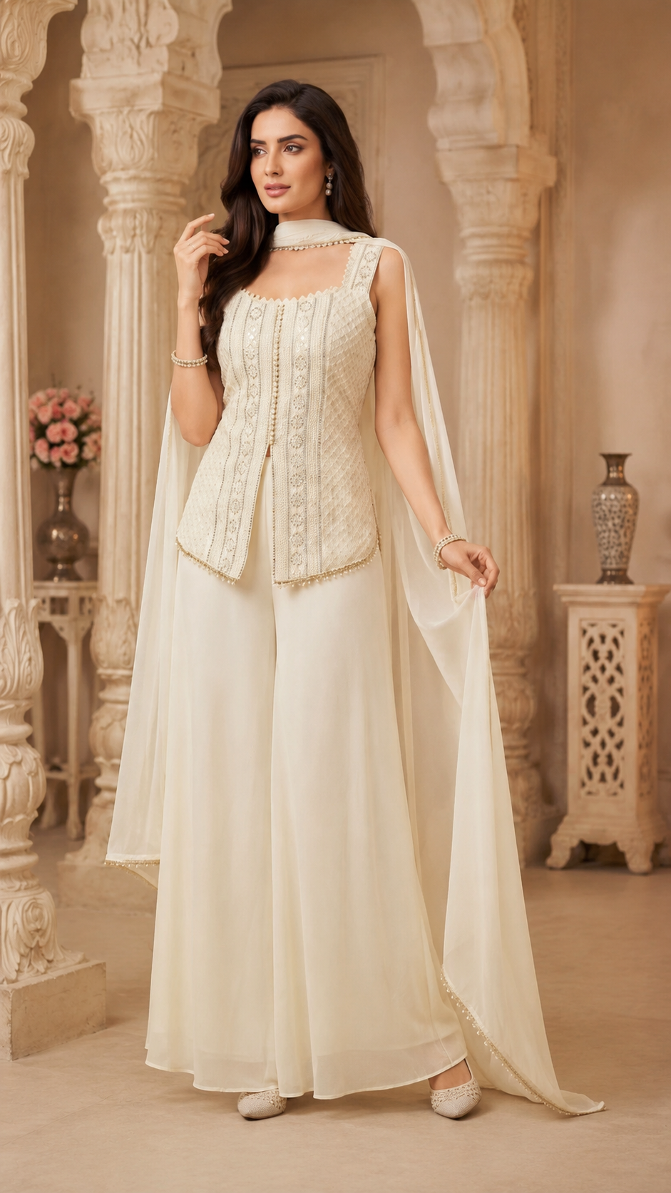 White Georgette Sharara Suit