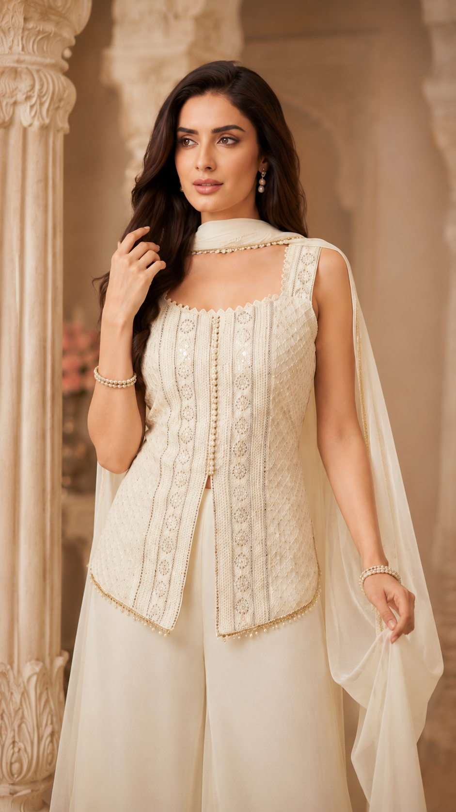 White Georgette Sharara Suit