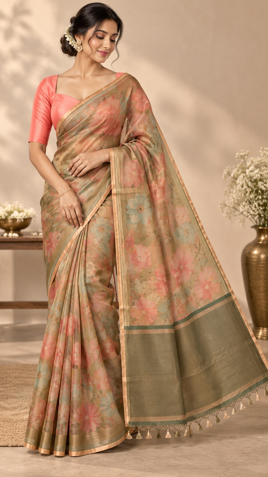 Gold Kota Tissue Saree