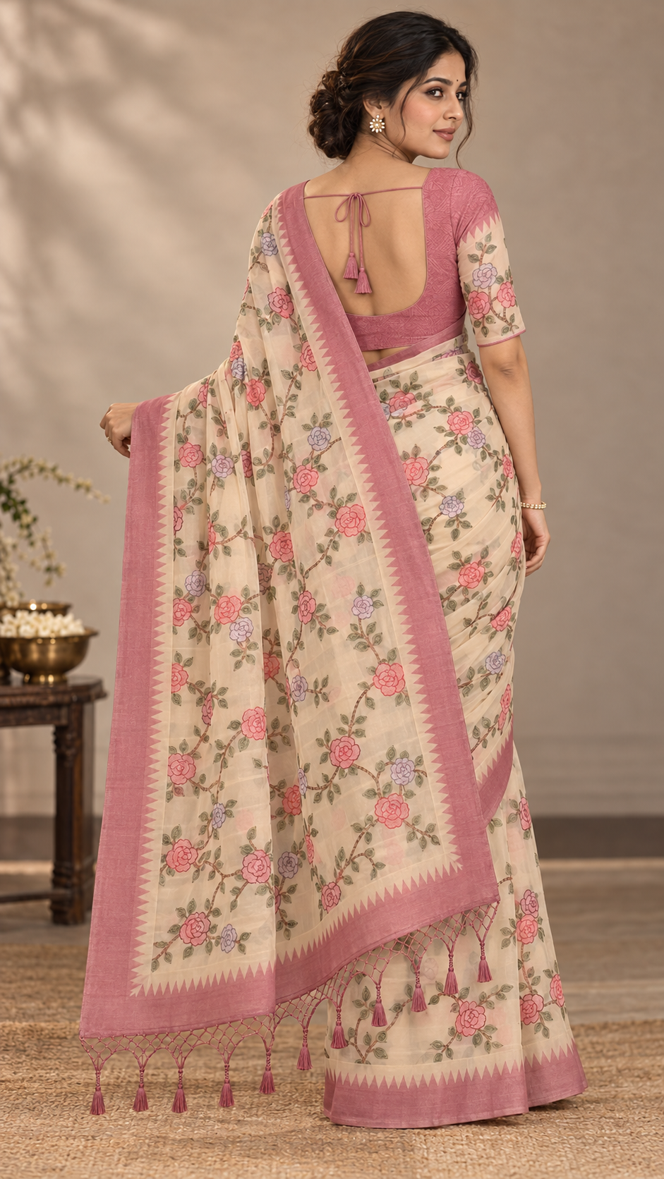 Ivory Kora Organza Silk Saree