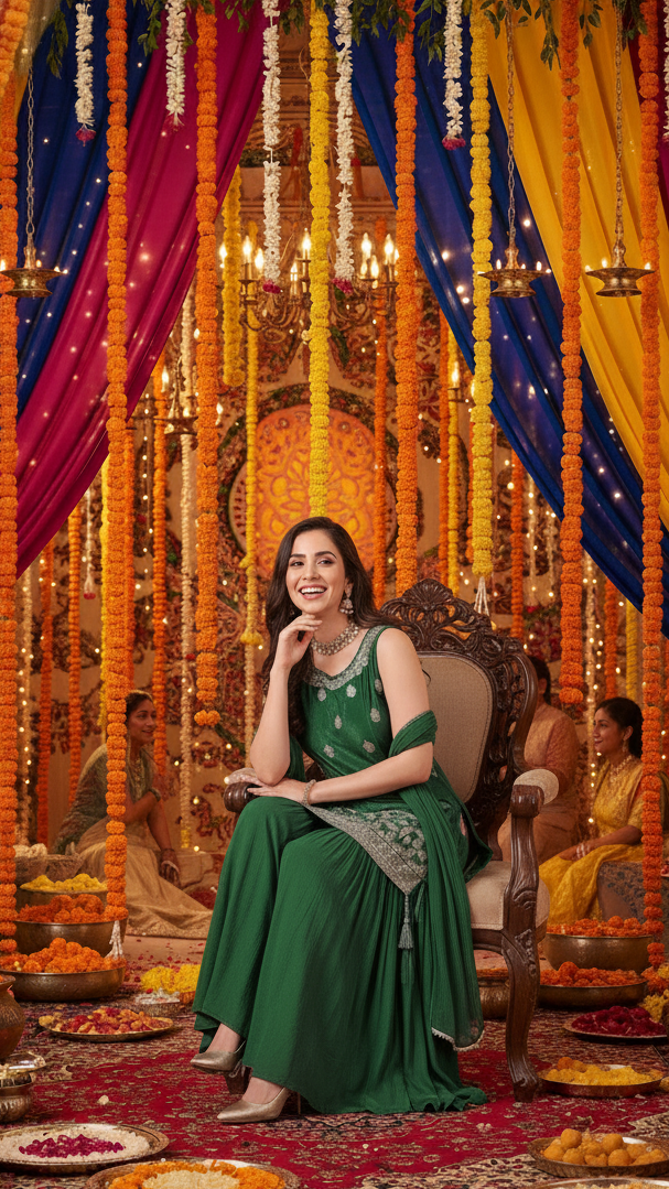 Emerald Bloom Sharara Suit