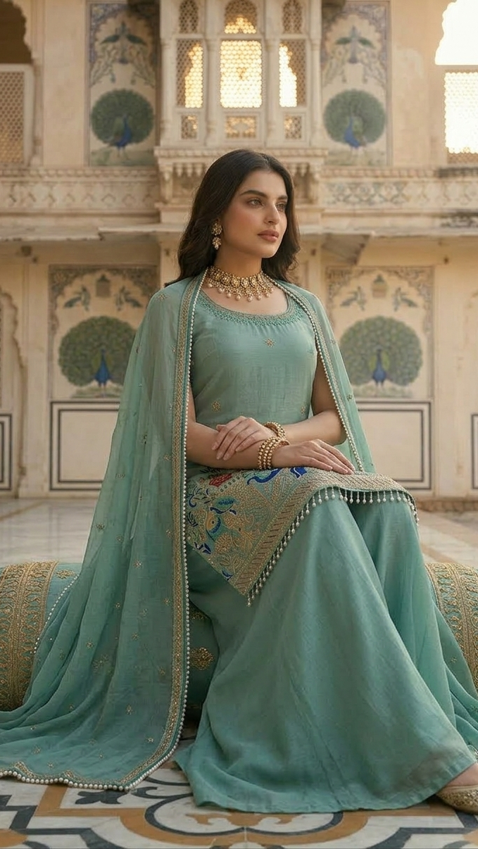 Aqua Garden Sharara Suit