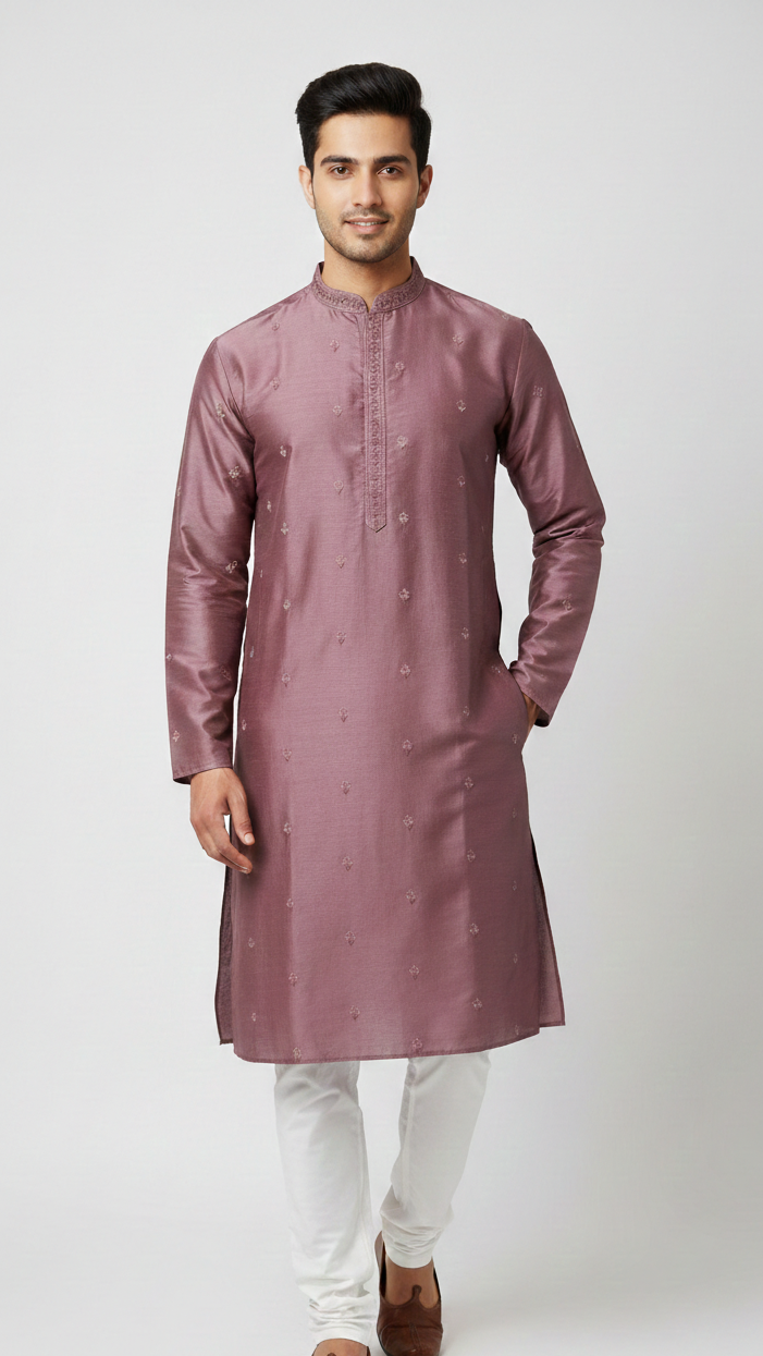 Mauve Silk Kurta Set