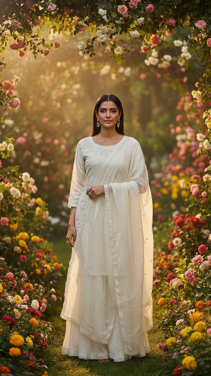 White Elegance Sharara Suit