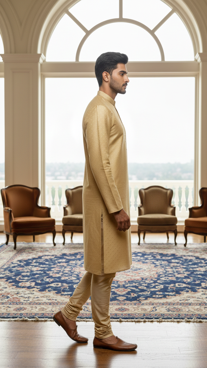 Gold Silk Kurta Set