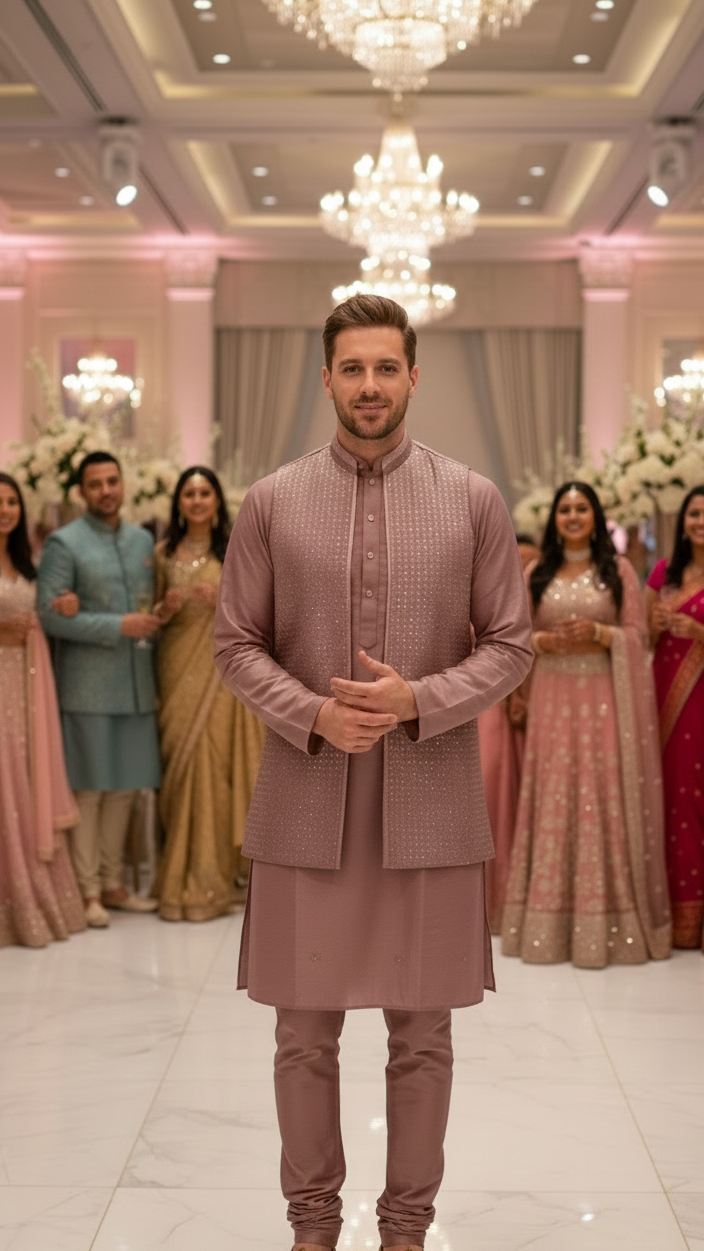 Lavender Vest Kurta Set