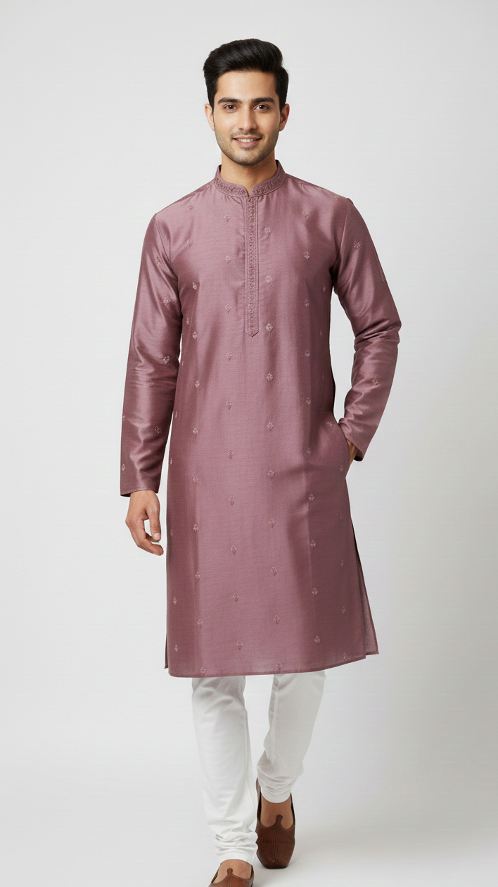 Mauve Silk Kurta Set