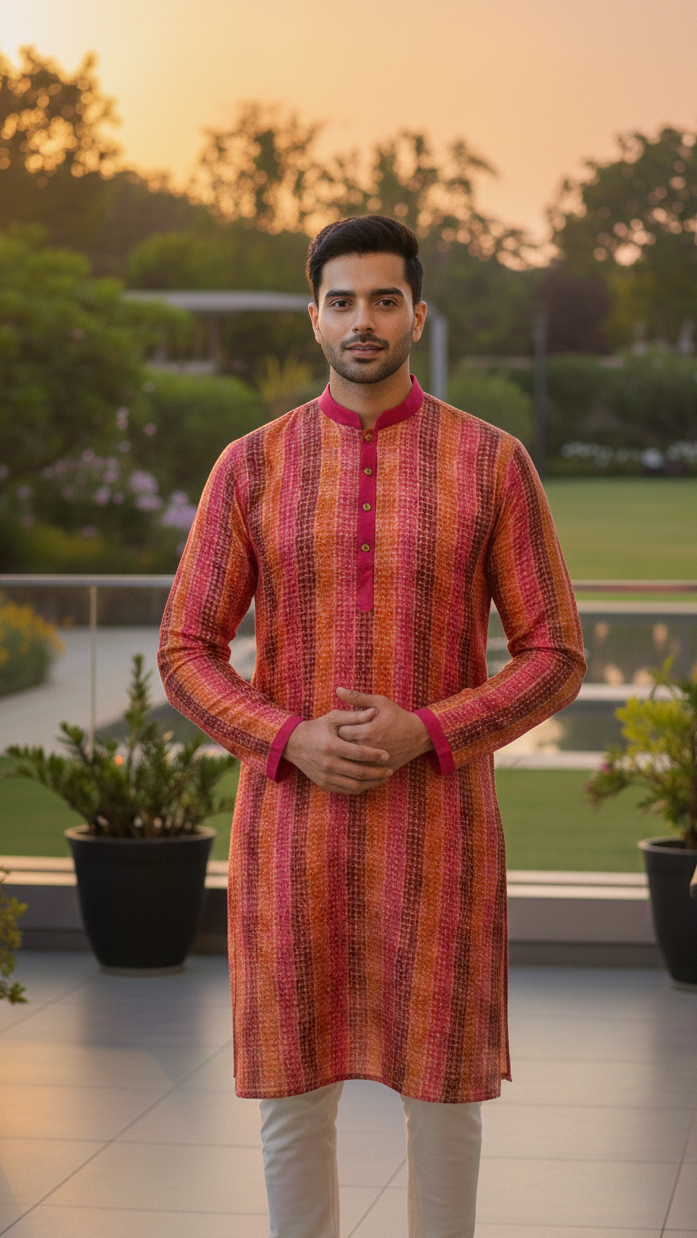 Pink Bandhani Kurta Set