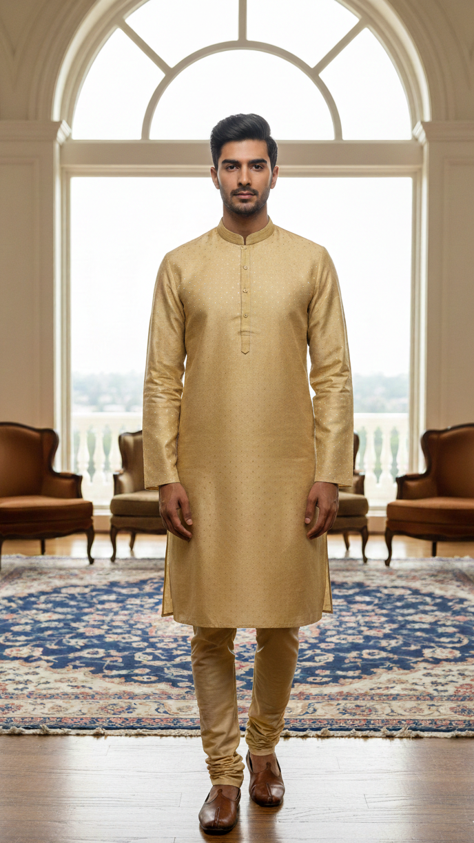 Gold Silk Kurta Set