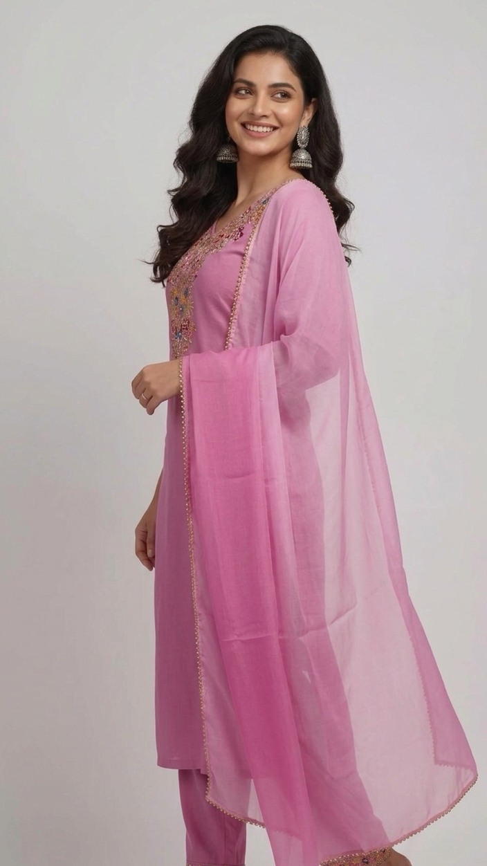 Candy Pink Embroidered Suit