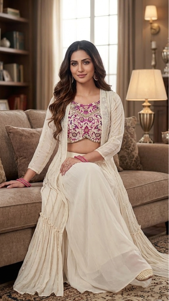 White Croptop Sharara