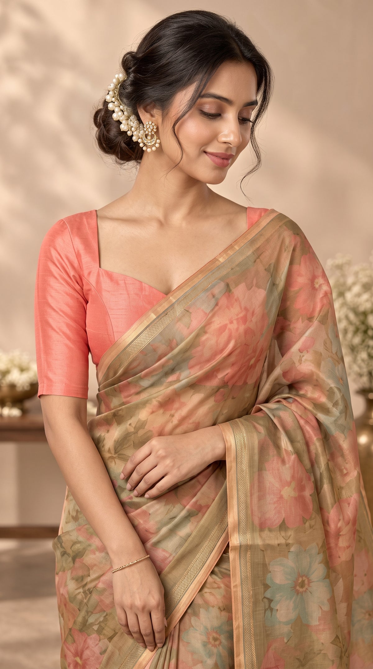 Gold Kota Tissue Saree