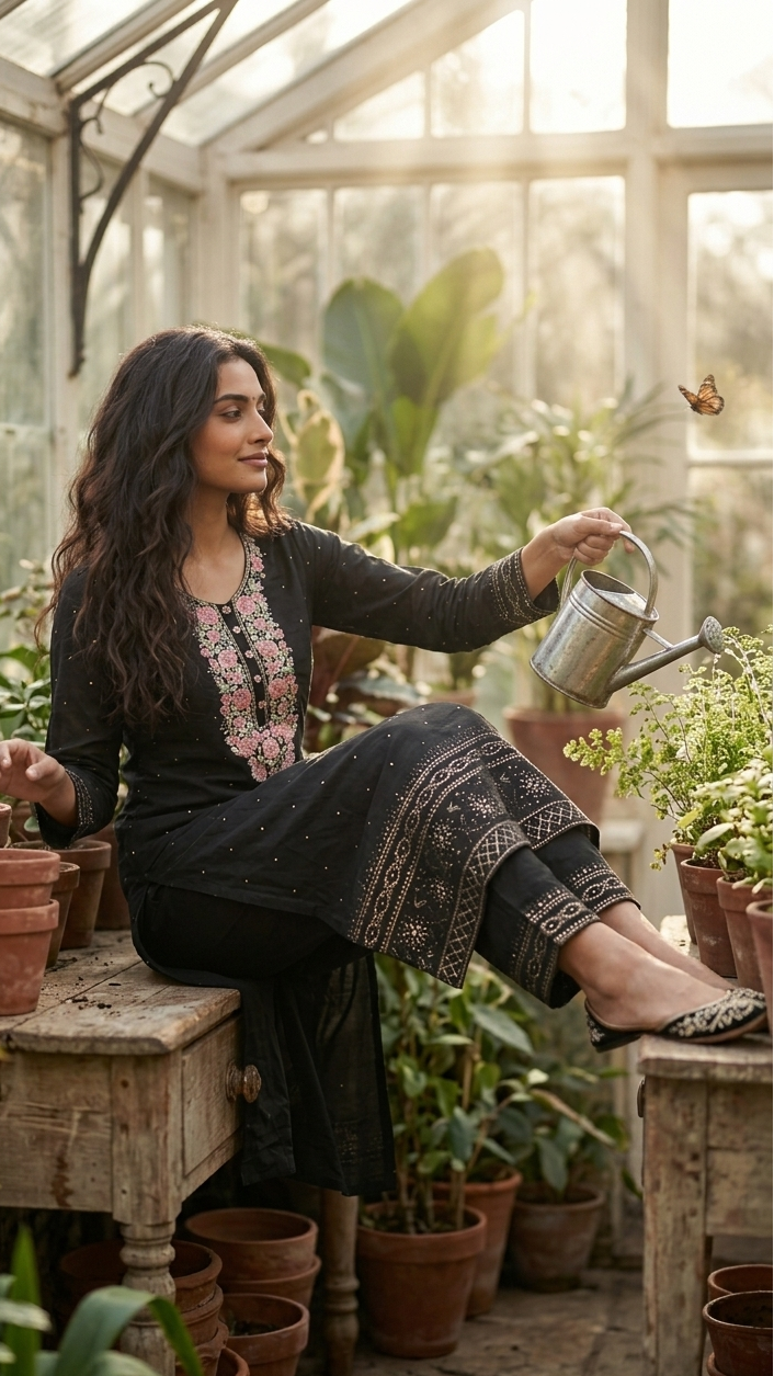 Black Garden Embroidered Suit