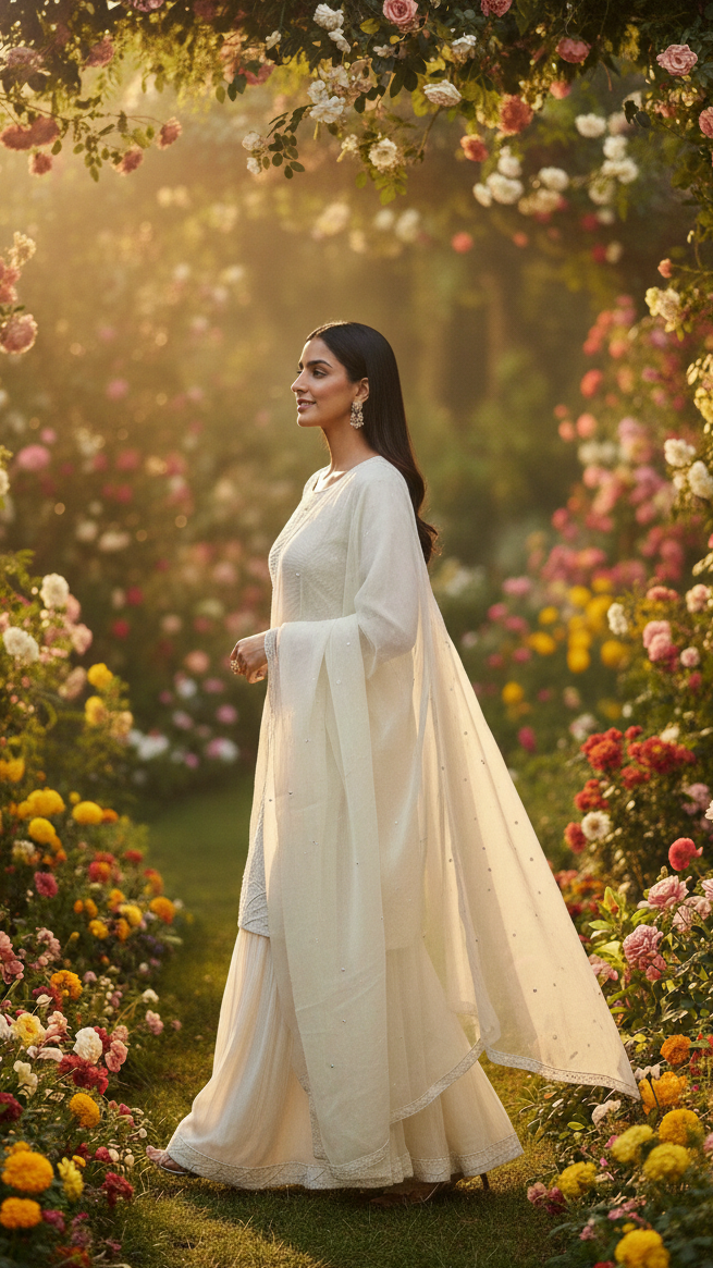 White Elegance Sharara Suit