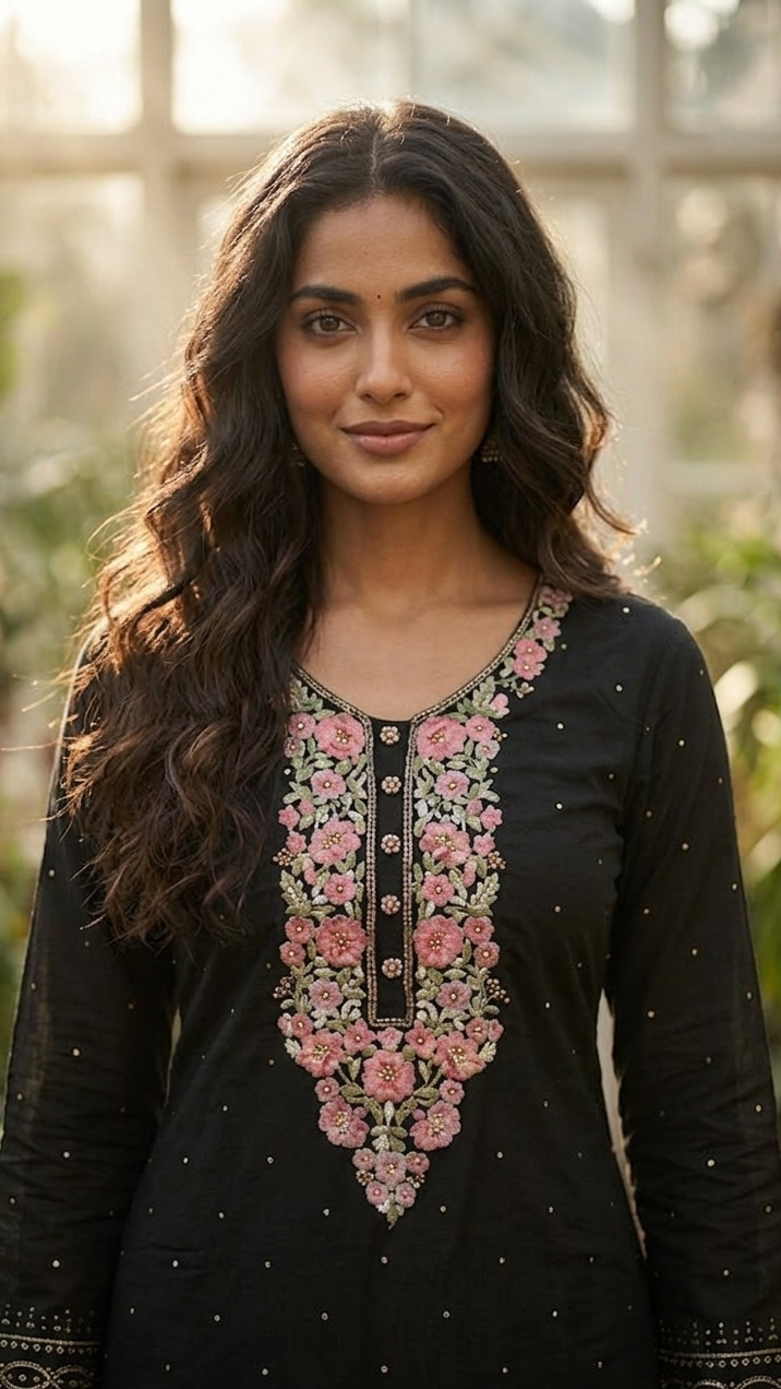 Black Garden Embroidered Suit