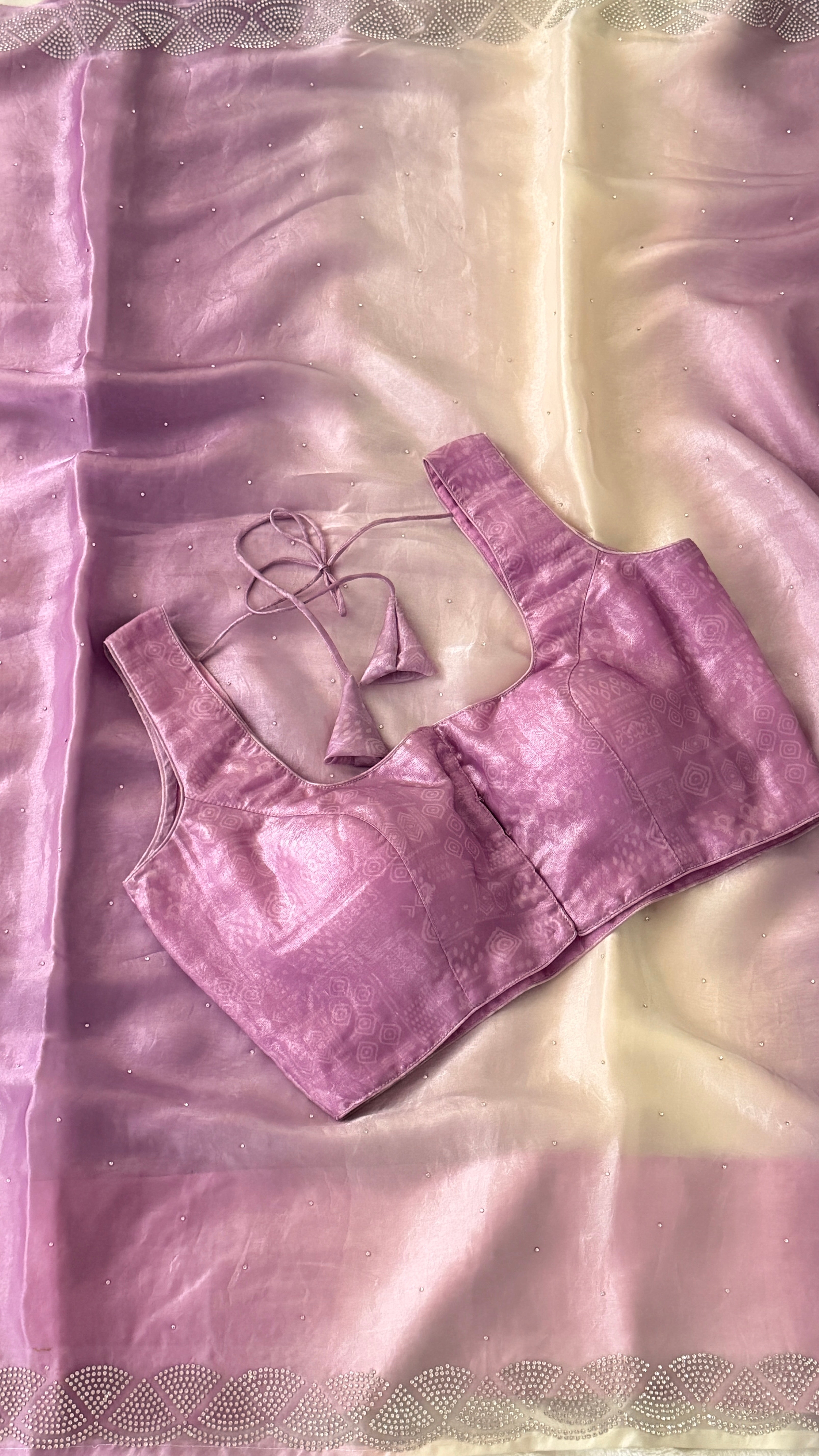 Lavender Ombre Crepe Shimmer Saree