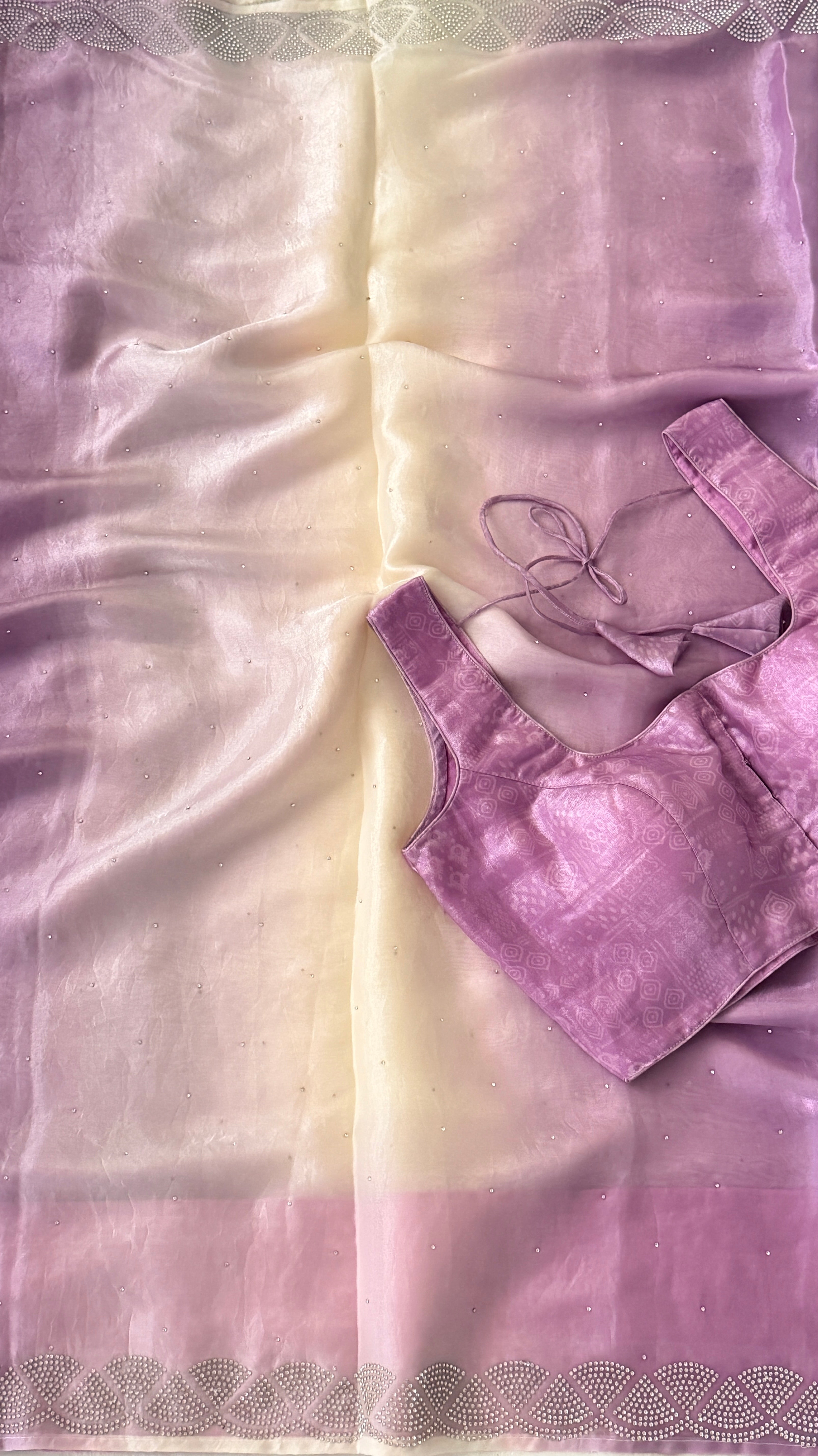Lavender Ombre Crepe Shimmer Saree