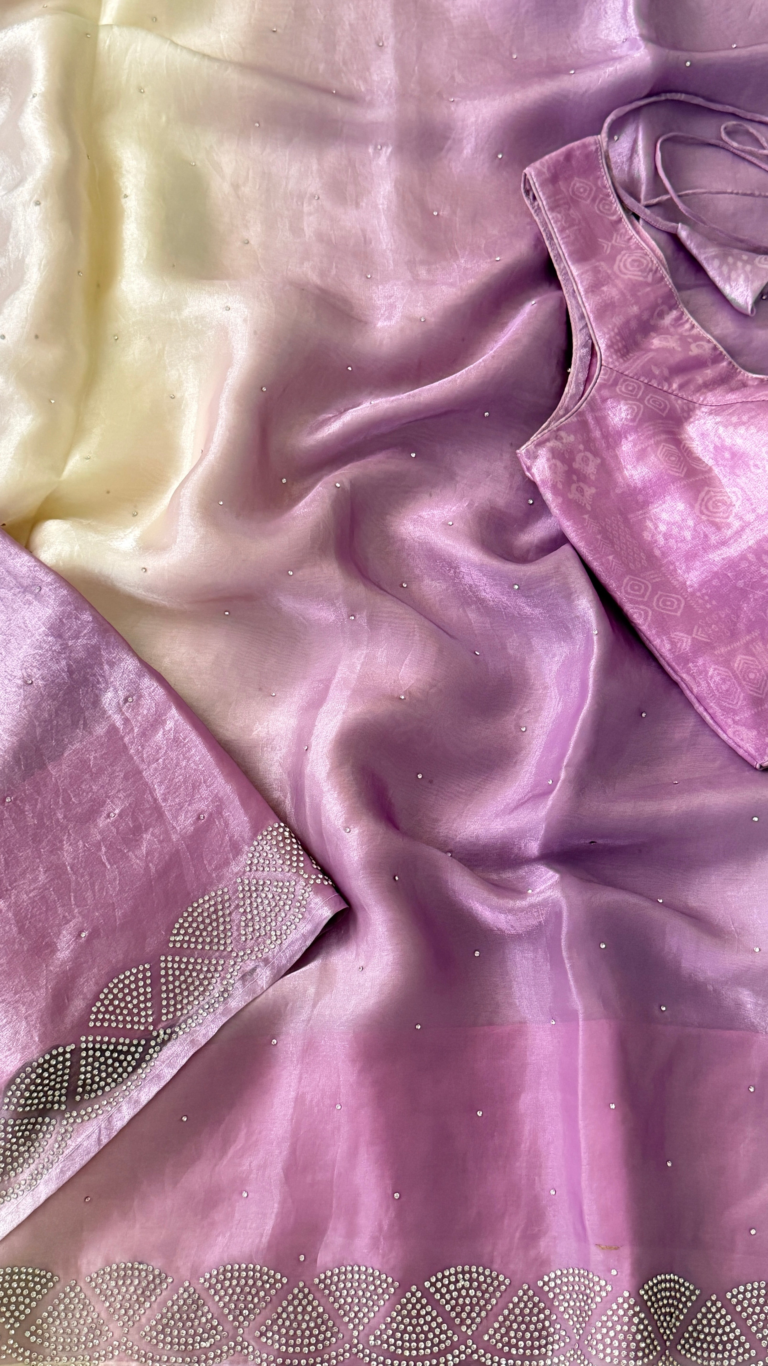 Lavender Ombre Crepe Shimmer Saree